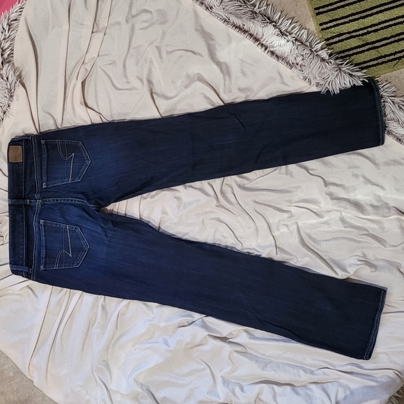 American Eagle Dark Wash Straight Leg Jeans 0S - Picture 9 of 11